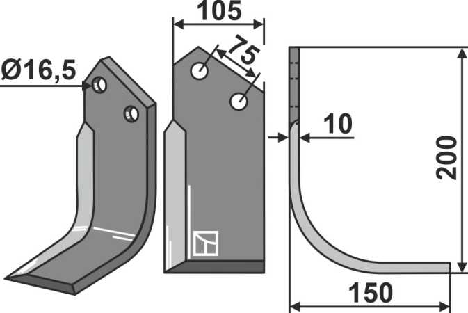 Fräsmesser 200x105mm, rechts